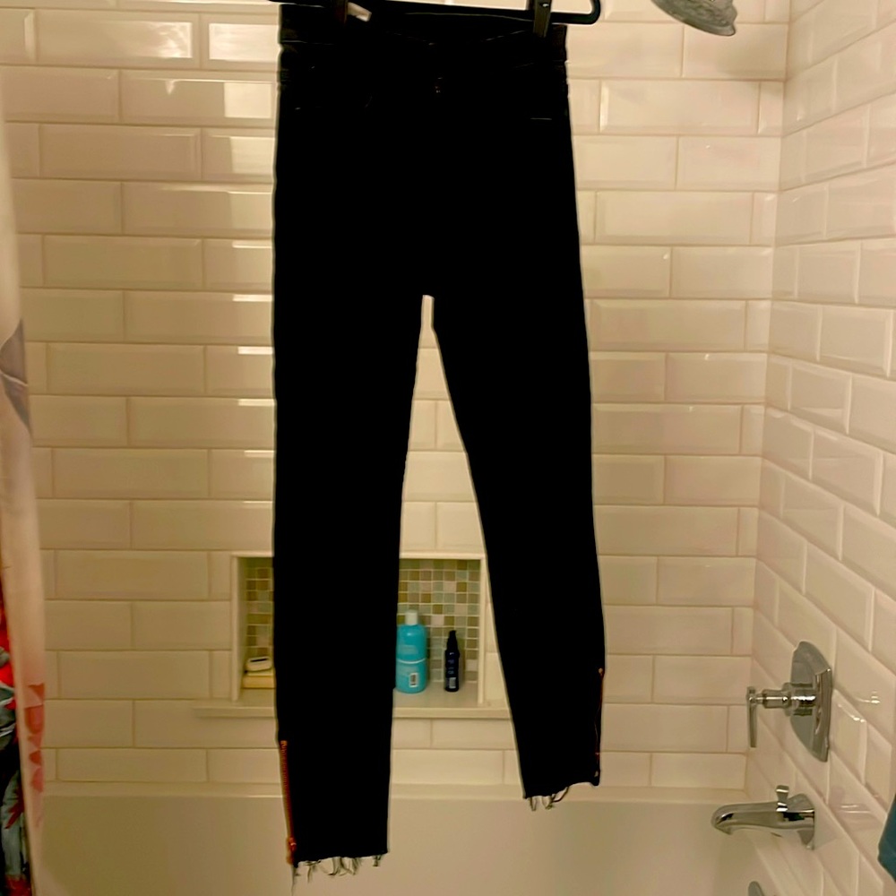 Mother skinny crop style with rose gold zippers on legs- super cute